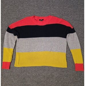 FATE Color Block Knit‎ Sweater Pullover Crew Neck Casual Top, Size S